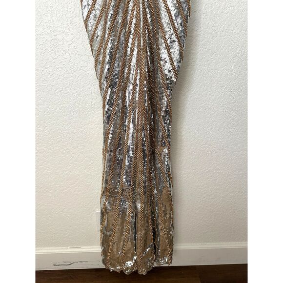 JOVANNI NWT Gold Silver Beaded Embellished Sequin Mermaid Fit Dress Size 6 - Picture 3 of 16